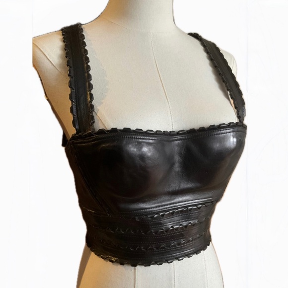 ALAIA Black Lambskin padded Bra*Bustier FR 38, US 6 pristine condition 1992 RARE - Picture 1 of 14